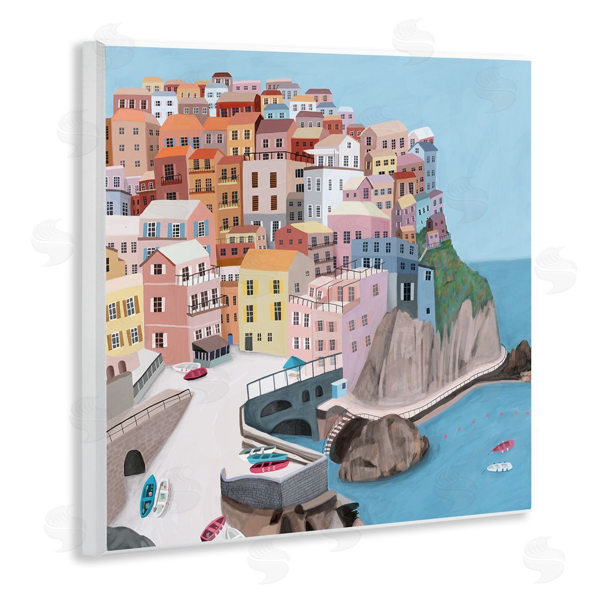 Carla Daly Cliffside City Skyline Seaside Urban Architecture Wooden Wall Plaque Art Print