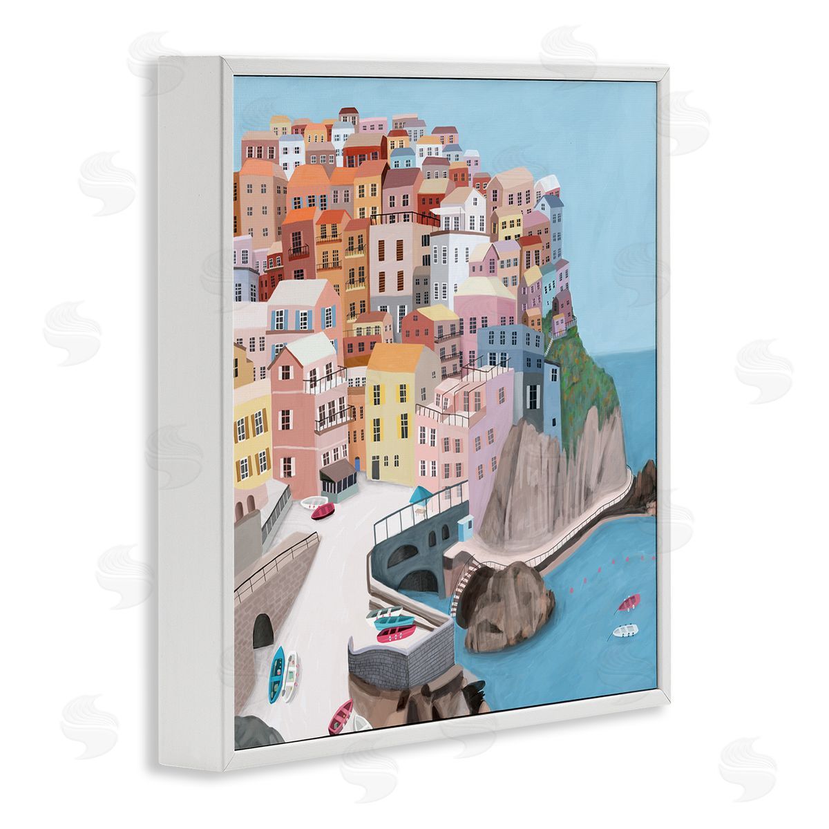 Carla Daly Cliffside City Skyline Seaside Urban Architecture White Framed Glicee Wall Art Print