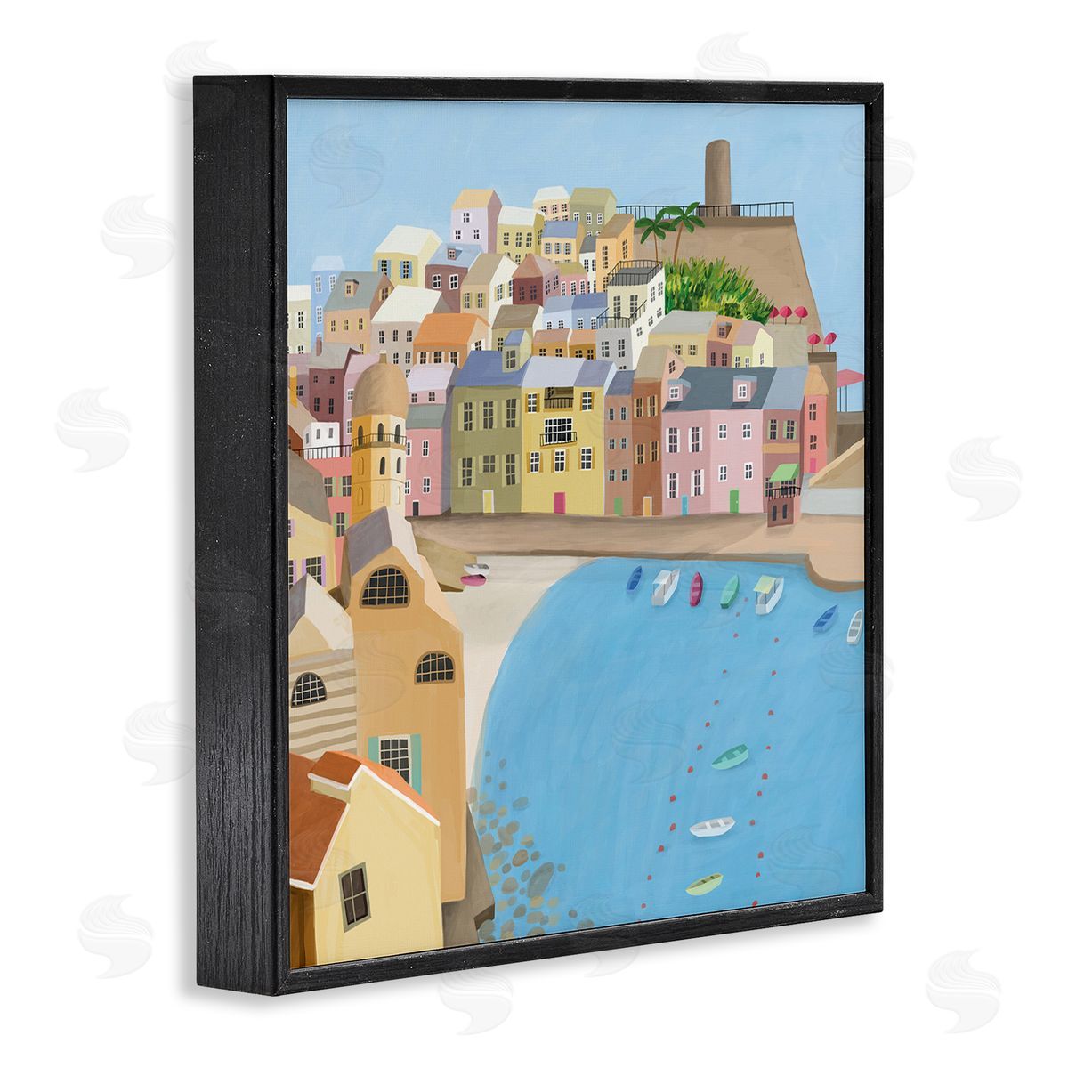 Carla Daly Italian Seaside Architecture Coastal City Port Black Framed Glicee Wall Art Print