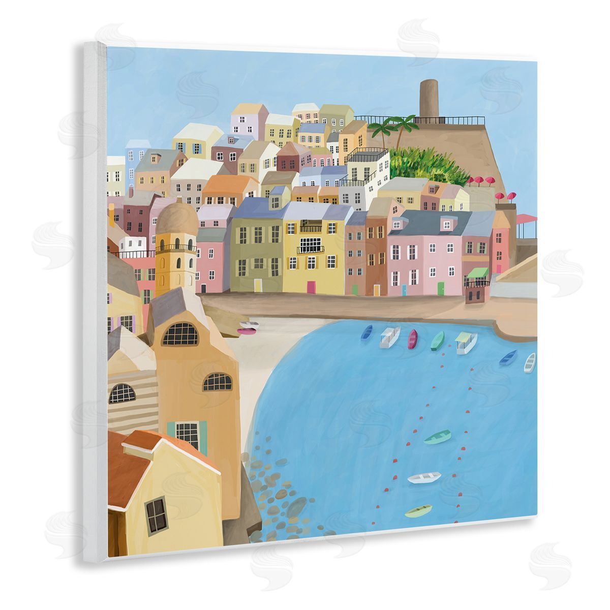 Carla Daly Italian Seaside Architecture Coastal City Port Wooden Wall Plaque Art Print