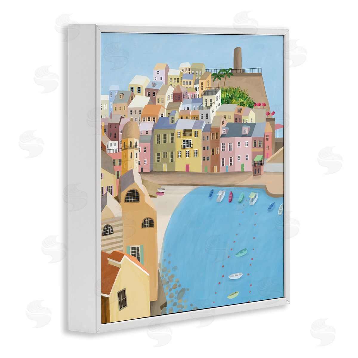 Carla Daly Italian Seaside Architecture Coastal City Port White Framed Glicee Wall Art Print
