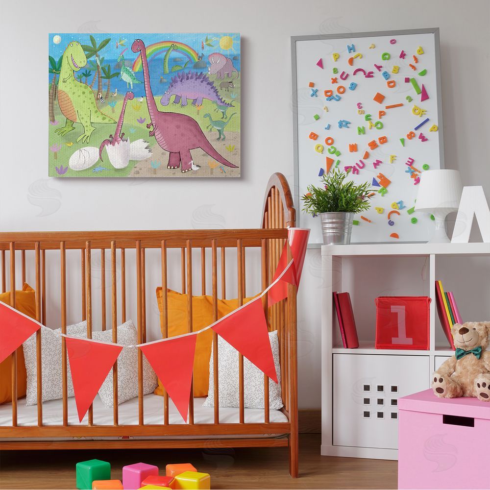 Carla Daly Happy Dinosaurs Playing by Rainbow Illustration