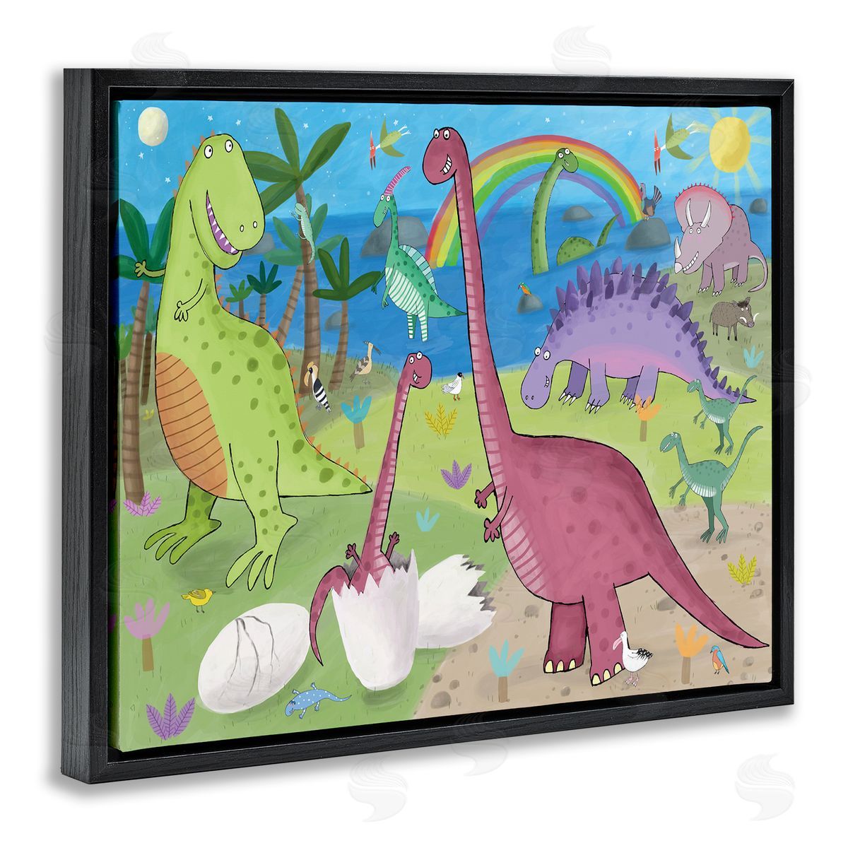 Carla Daly Happy Dinosaurs Playing by Rainbow Illustration