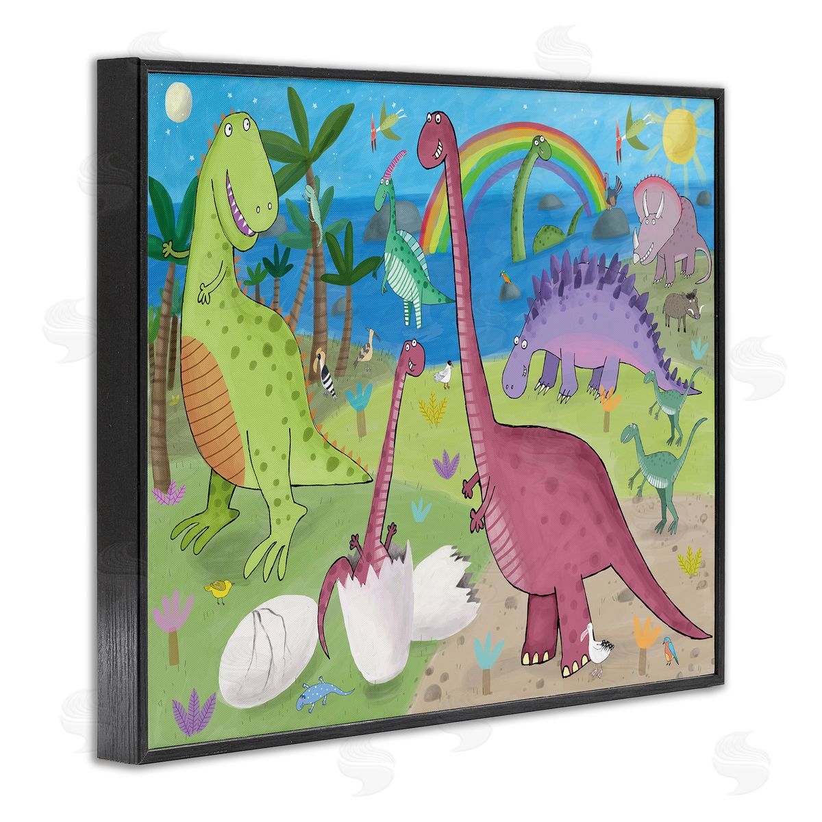 Carla Daly Happy Dinosaurs Playing by Rainbow Illustration