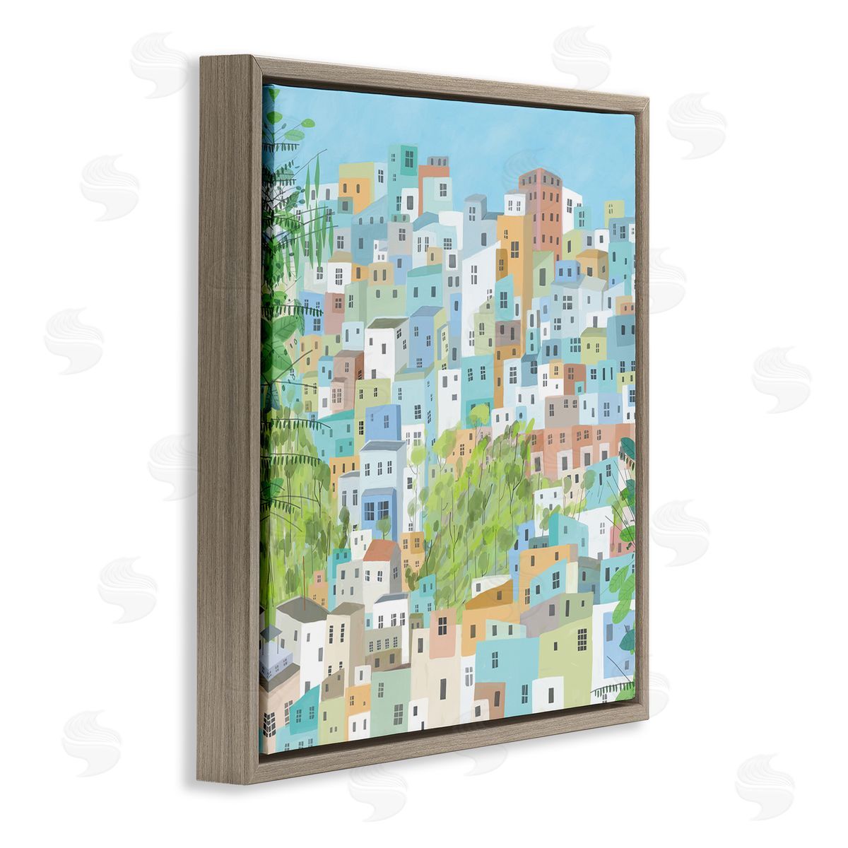 Carla Daly Layers of City Building Rio de Janiero Brown Floating Frame Canvas Wall Art Print
