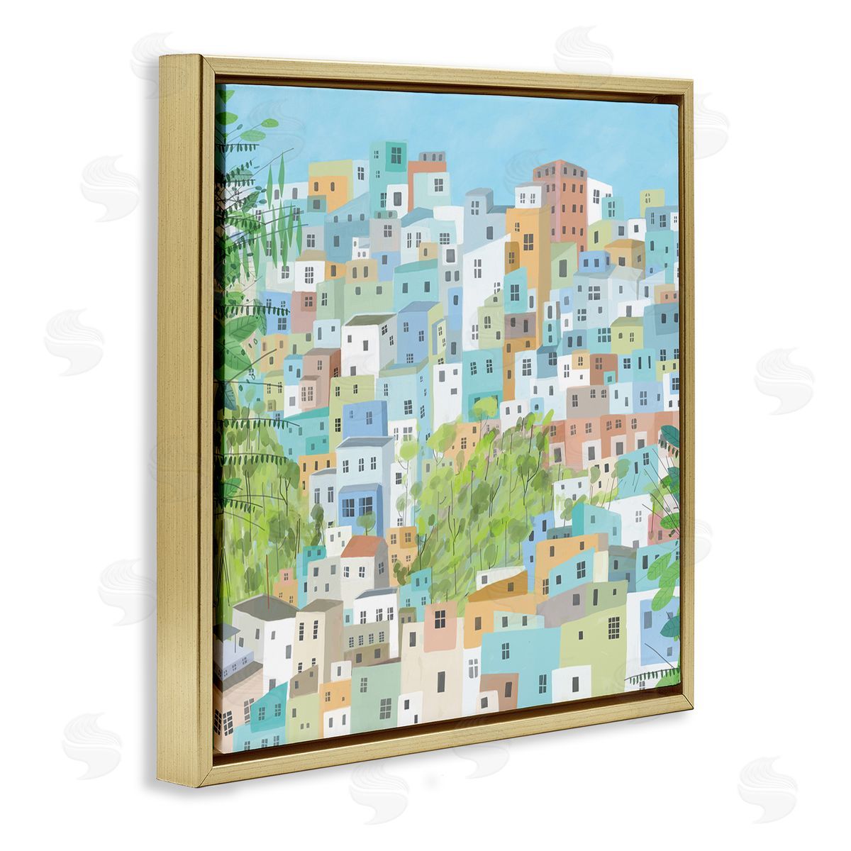 Carla Daly Layers of City Building Rio de Janiero Gold Floating Frame Canvas Wall Art Print