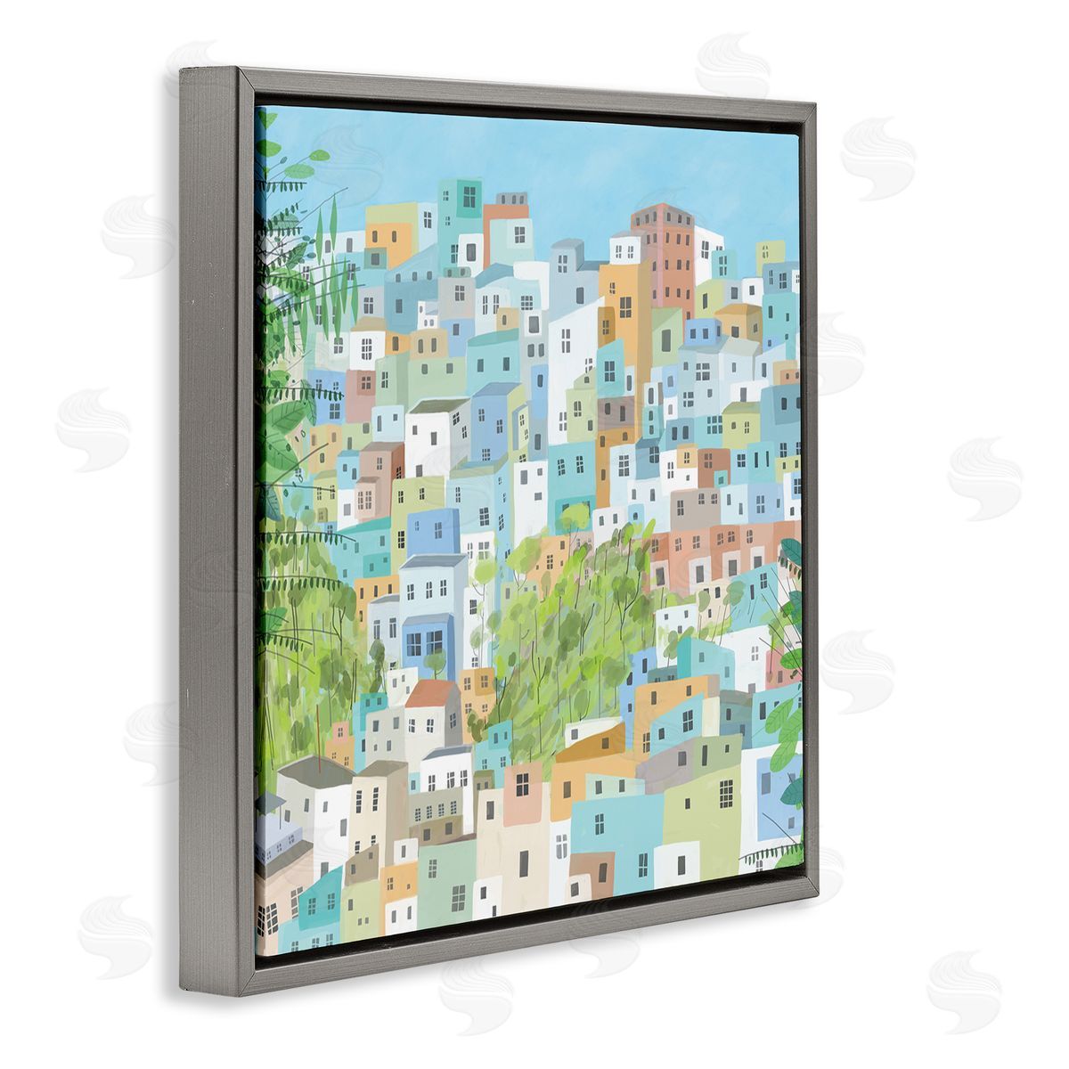 Carla Daly Layers of City Building Rio de Janiero Gray Floating Frame Canvas Wall Art Print