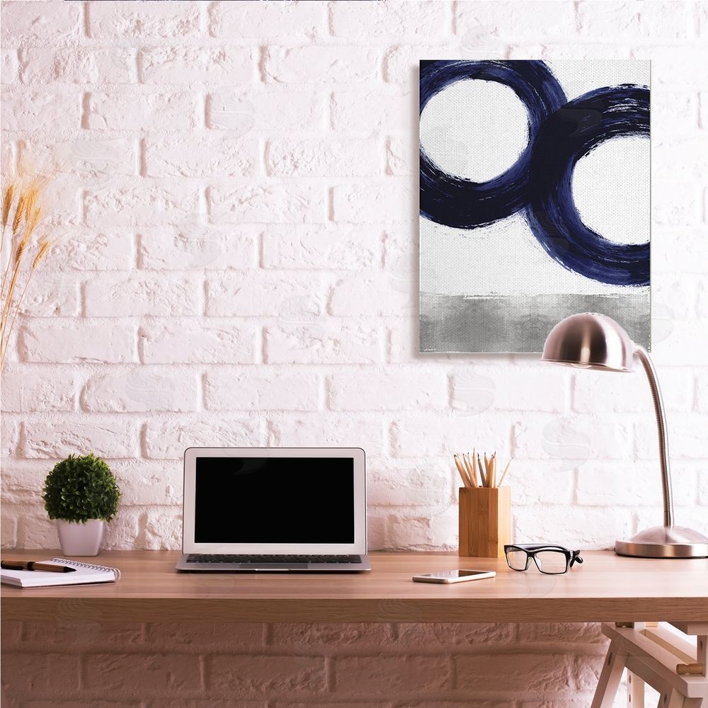 Ellie Roberts Abstract Shape Design Blue Circles above Grey