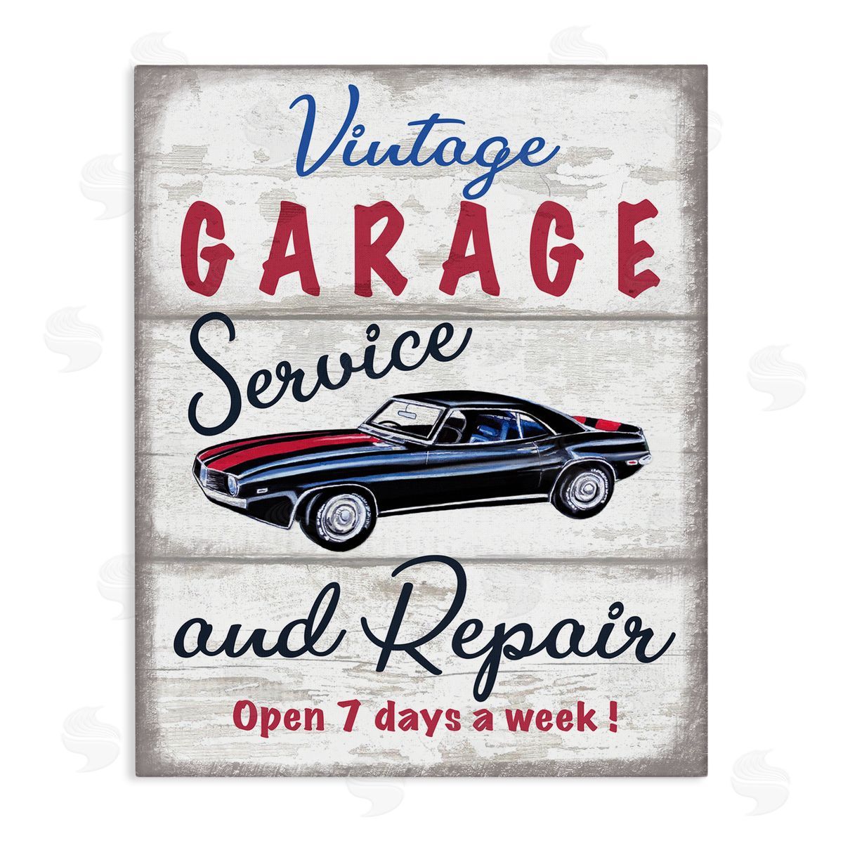 Elizabeth Tyndall Vintage Garage Service Sign Rustic Plank Pattern