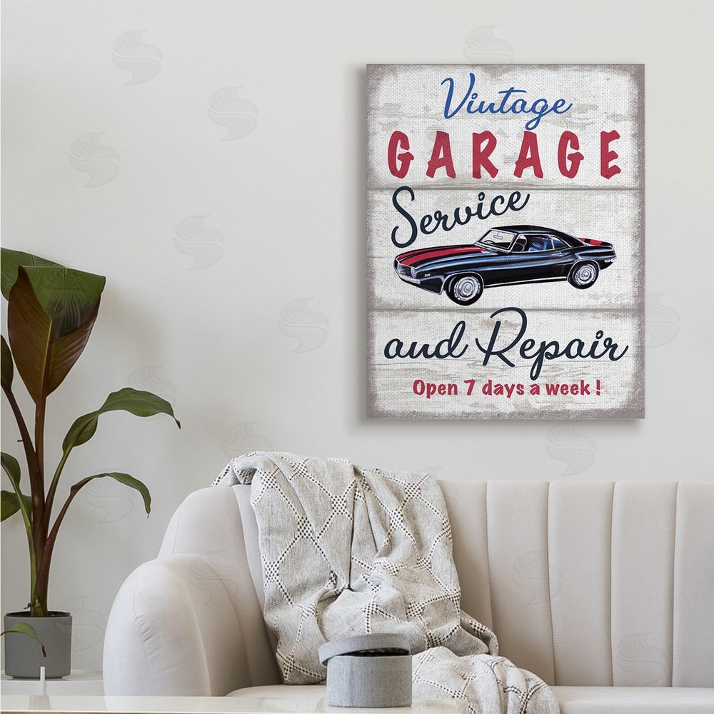 Elizabeth Tyndall Vintage Garage Service Sign Rustic Plank Pattern