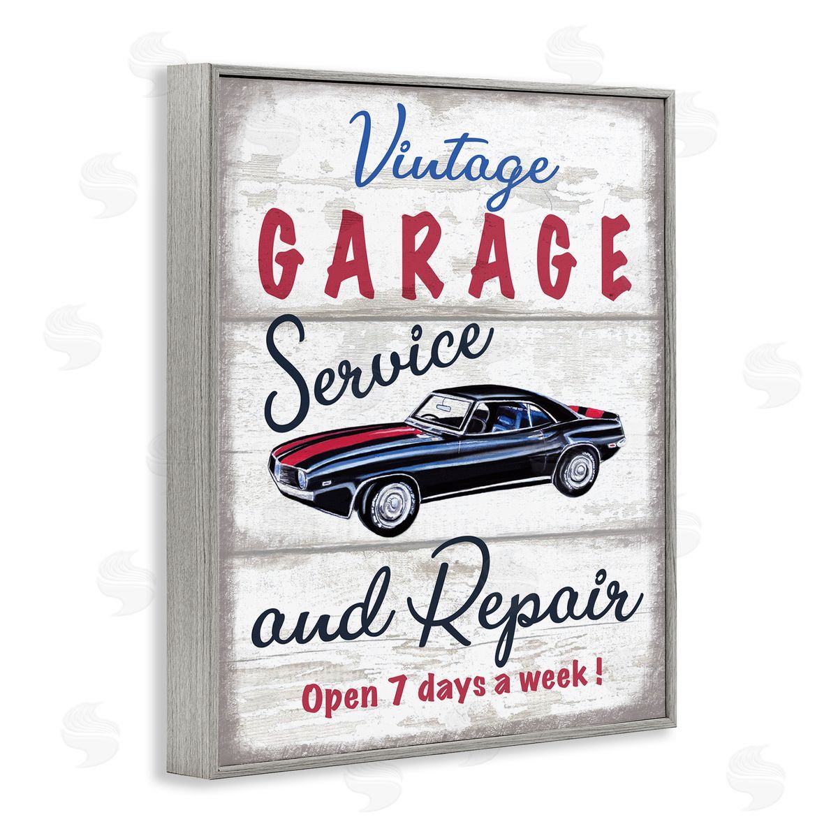 Elizabeth Tyndall Vintage Garage Service Sign Rustic Plank Pattern