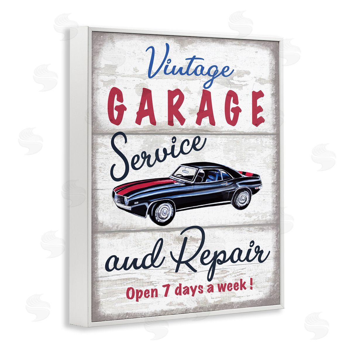 Elizabeth Tyndall Vintage Garage Service Sign Rustic Plank Pattern