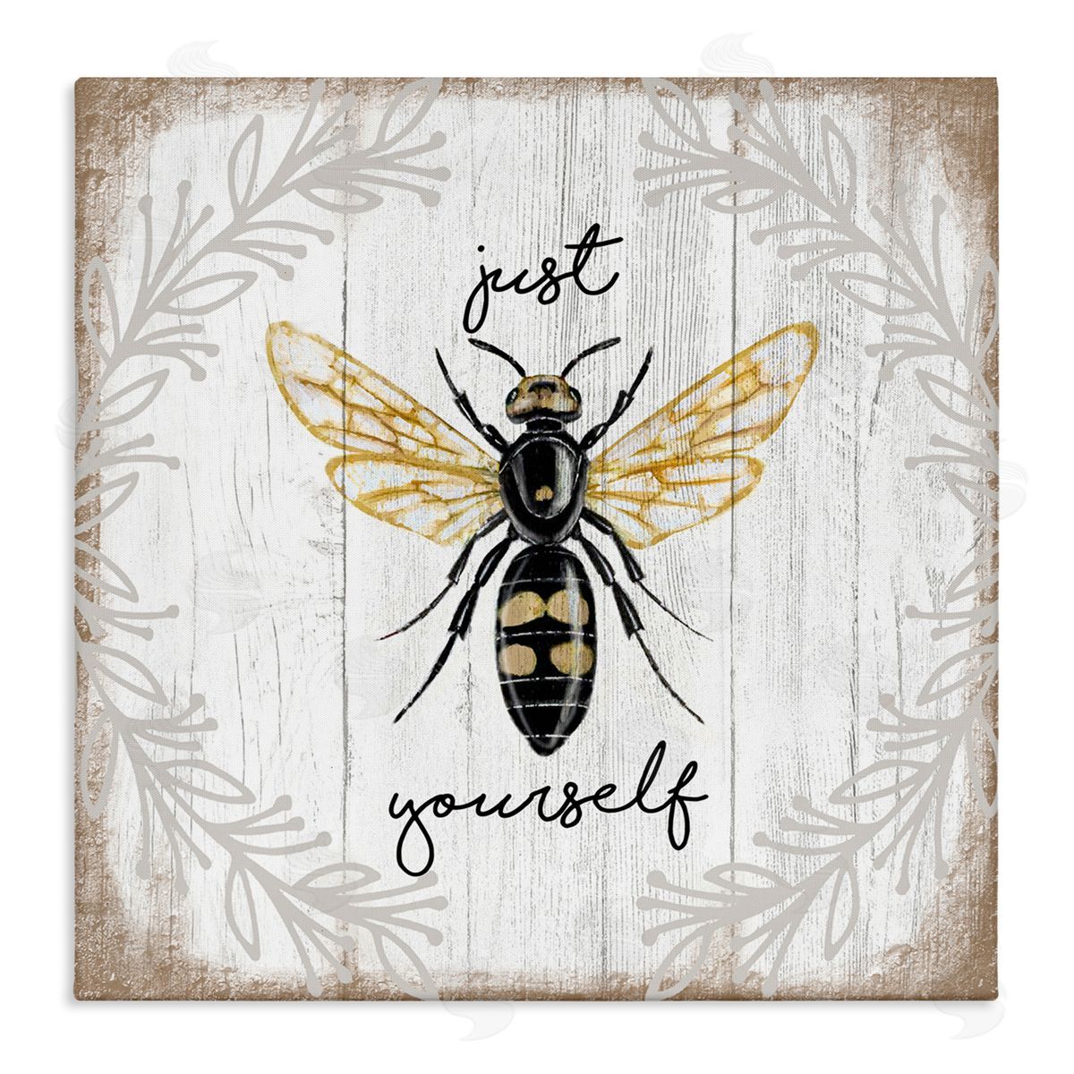 Elizabeth Tyndall Just Be Yourself Sentiment Country Charm Bee Stretched Canvas Wall Art Print