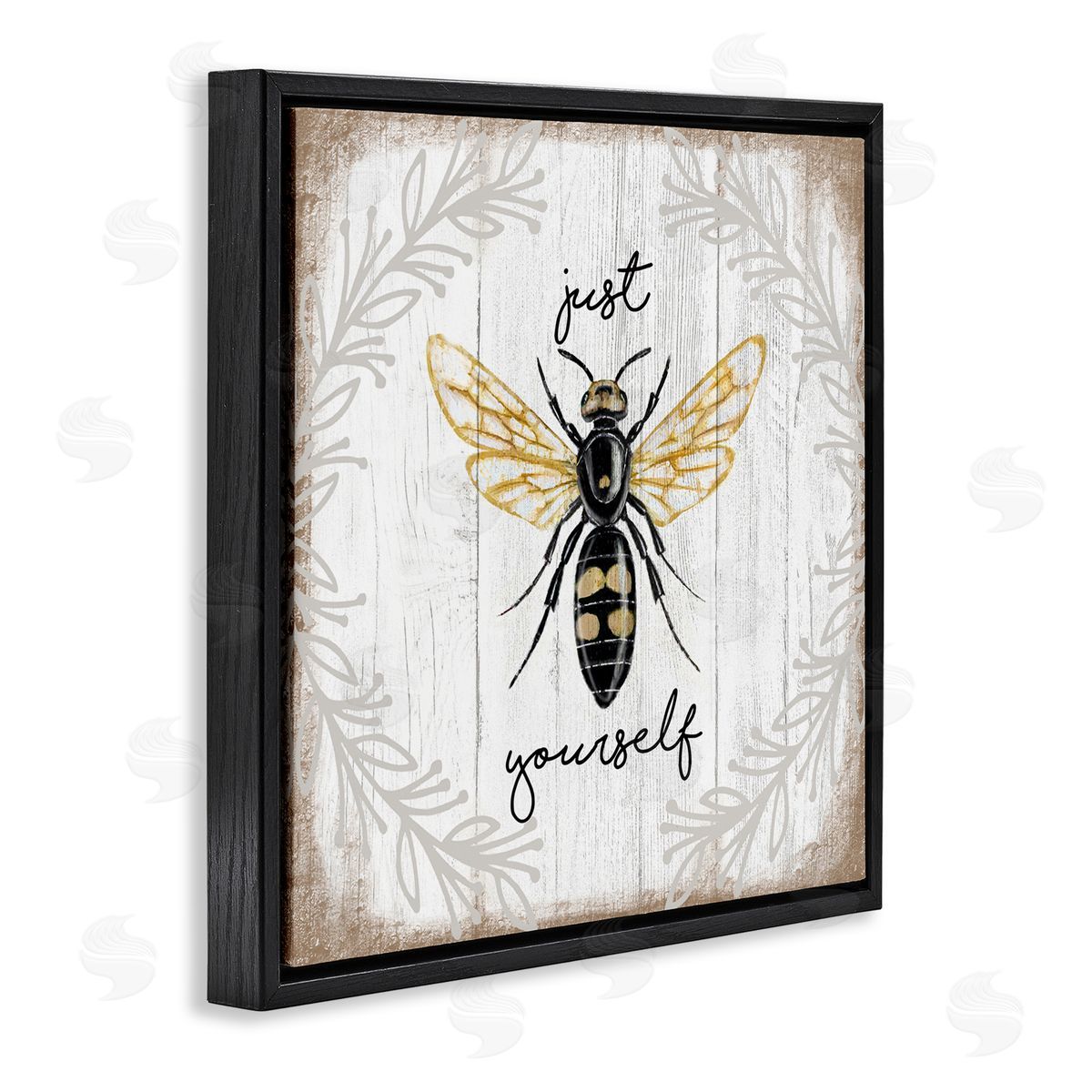 Elizabeth Tyndall Just Be Yourself Sentiment Country Charm Bee Black Floating Frame Canvas Wall Art Print