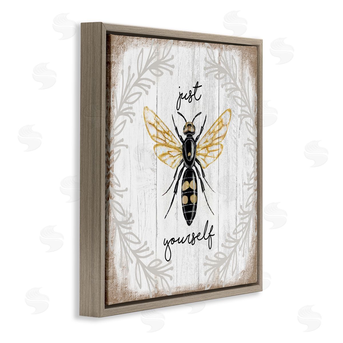 Elizabeth Tyndall Just Be Yourself Sentiment Country Charm Bee Brown Floating Frame Canvas Wall Art Print