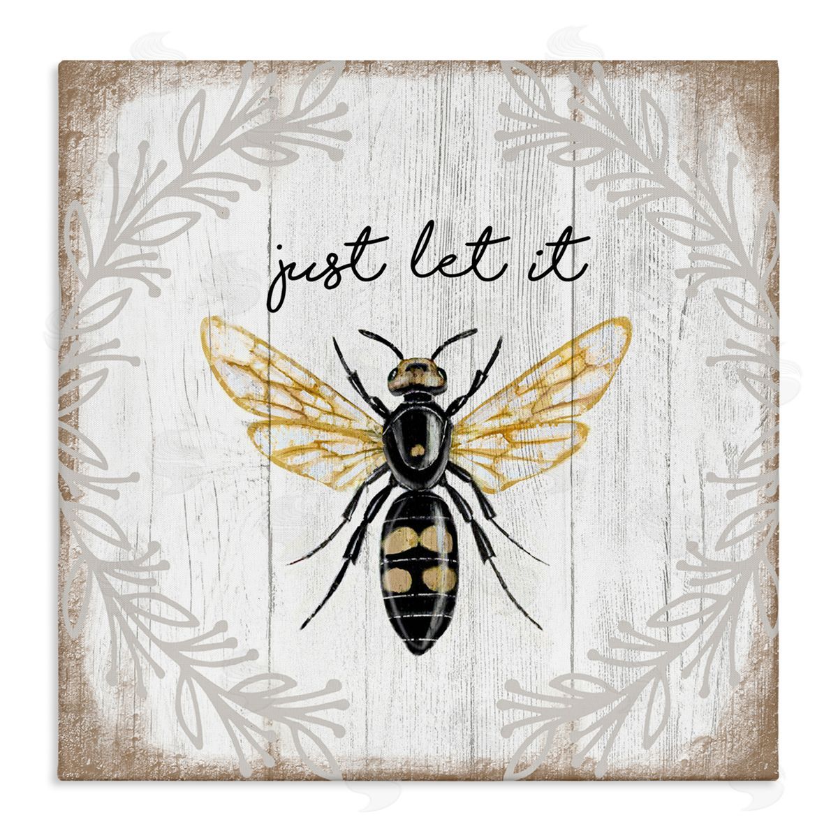 Elizabeth Tyndall Just Let it Be Sentiment Country Bee Pun Stretched Canvas Wall Art Print