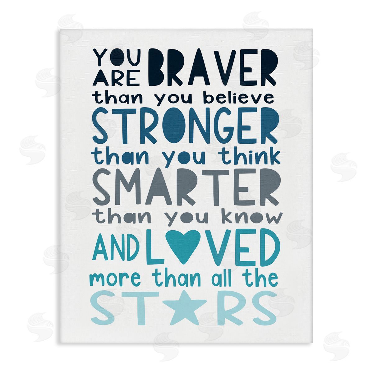 Elizabeth Tyndall Braver Stronger Smarter and Love Phrase Blue Typography