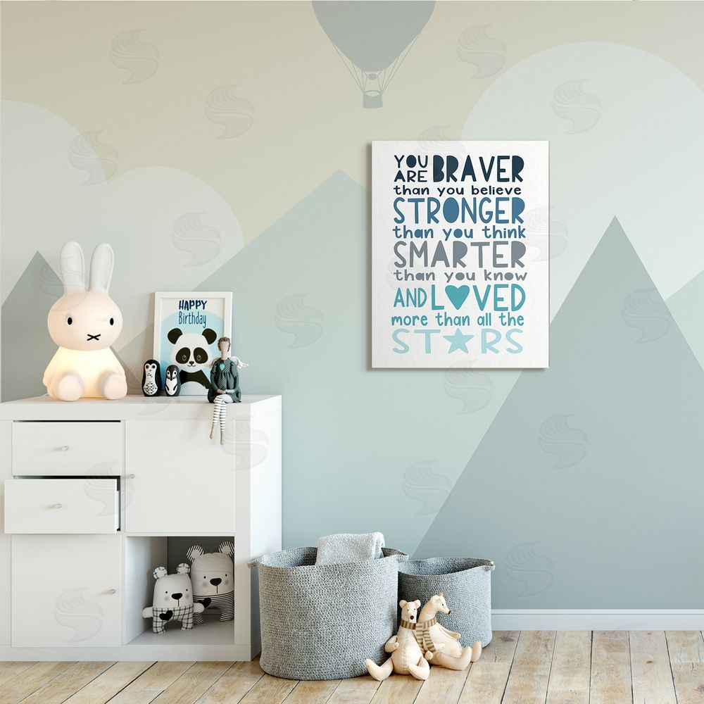 Elizabeth Tyndall Braver Stronger Smarter and Love Phrase Blue Typography