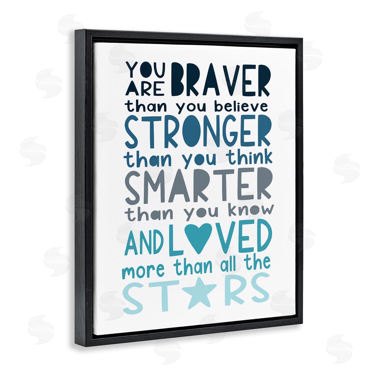 Elizabeth Tyndall Braver Stronger Smarter and Love Phrase Blue Typography