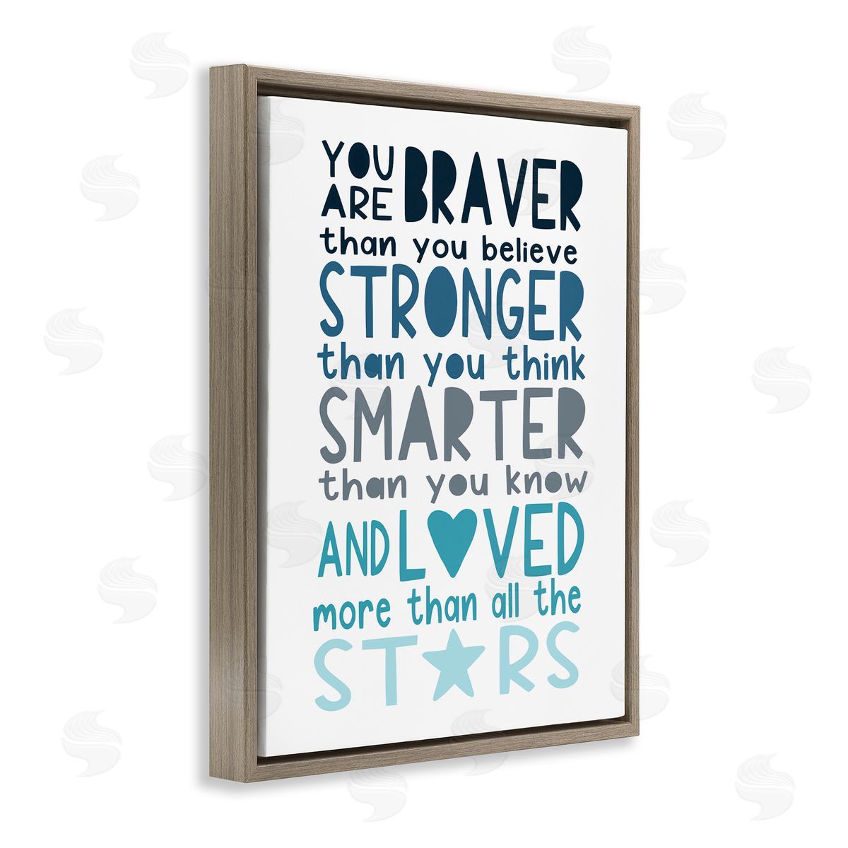 Elizabeth Tyndall Braver Stronger Smarter and Love Phrase Blue Typography