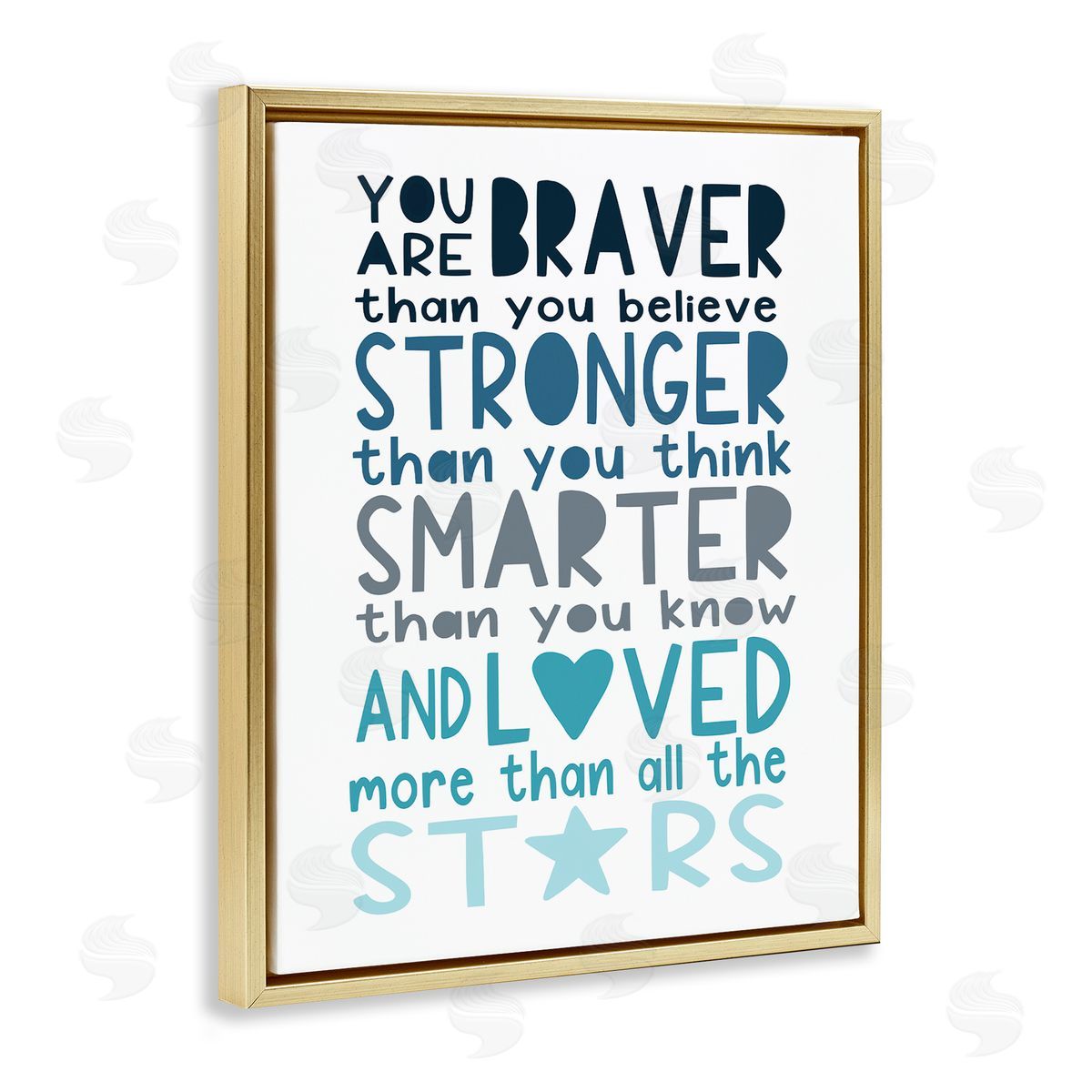 Elizabeth Tyndall Braver Stronger Smarter and Love Phrase Blue Typography