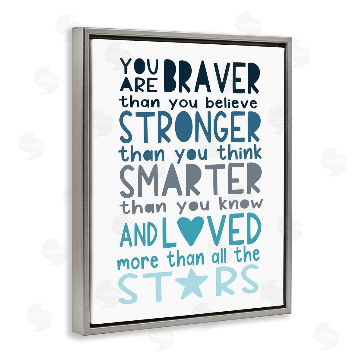 Elizabeth Tyndall Braver Stronger Smarter and Love Phrase Blue Typography