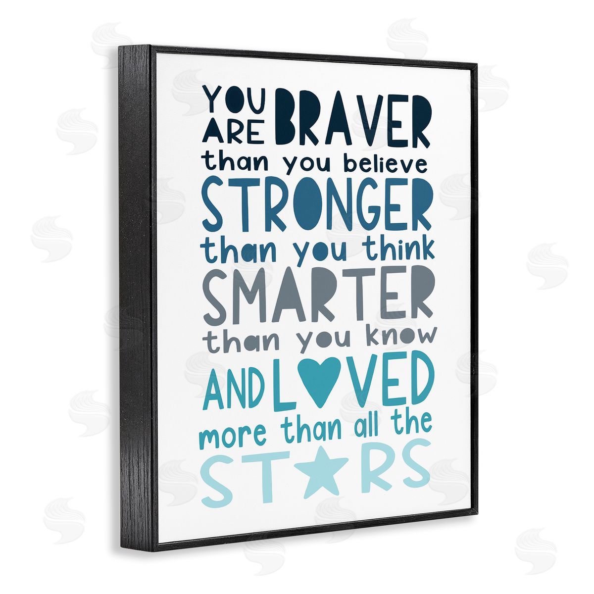 Elizabeth Tyndall Braver Stronger Smarter and Love Phrase Blue Typography