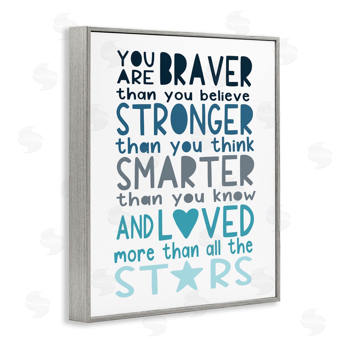 Elizabeth Tyndall Braver Stronger Smarter and Love Phrase Blue Typography