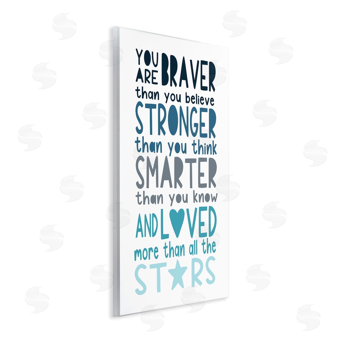 Elizabeth Tyndall Braver Stronger Smarter and Love Phrase Blue Typography