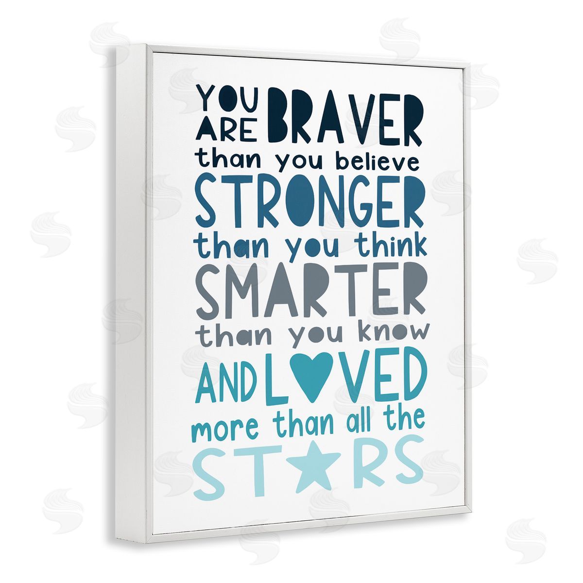 Elizabeth Tyndall Braver Stronger Smarter and Love Phrase Blue Typography