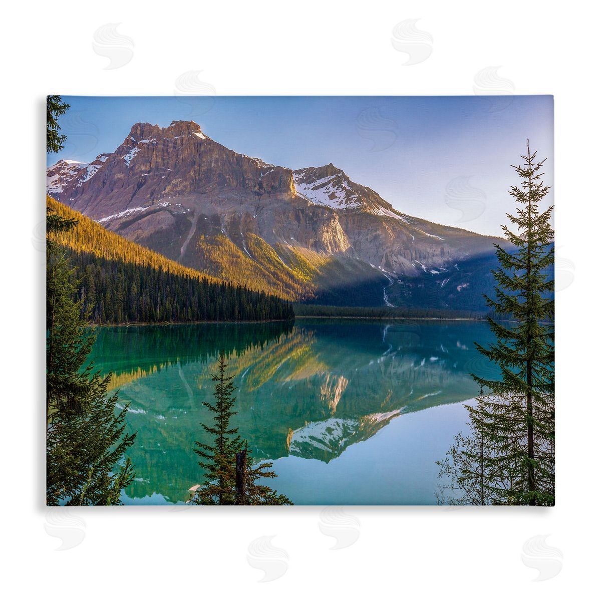 Dave Gordon Reflective Mountain Lake Landscape Sunny Sky