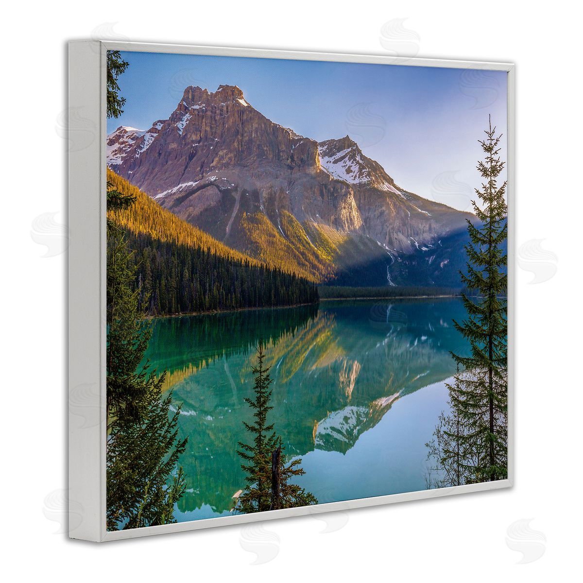 Dave Gordon Reflective Mountain Lake Landscape Sunny Sky