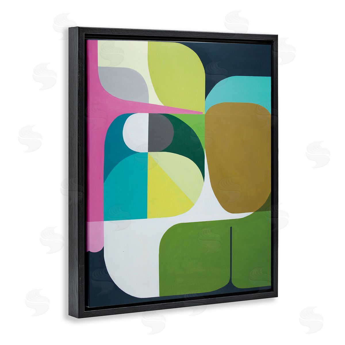 Marion Griese Abstract Curved Shapes Green Pink Brown