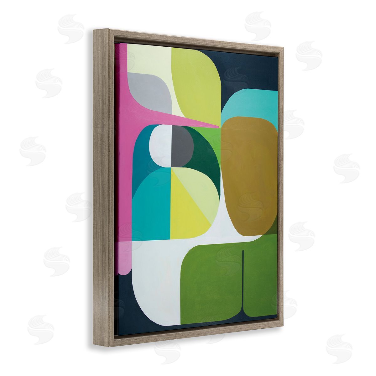 Marion Griese Abstract Curved Shapes Green Pink Brown