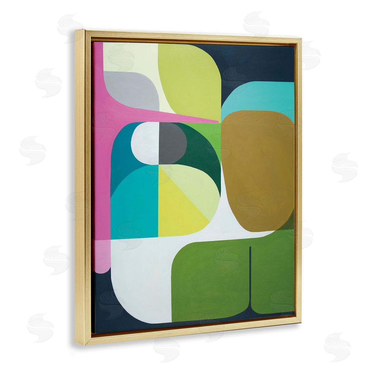 Marion Griese Abstract Curved Shapes Green Pink Brown