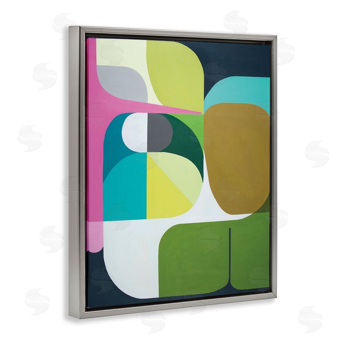 Marion Griese Abstract Curved Shapes Green Pink Brown