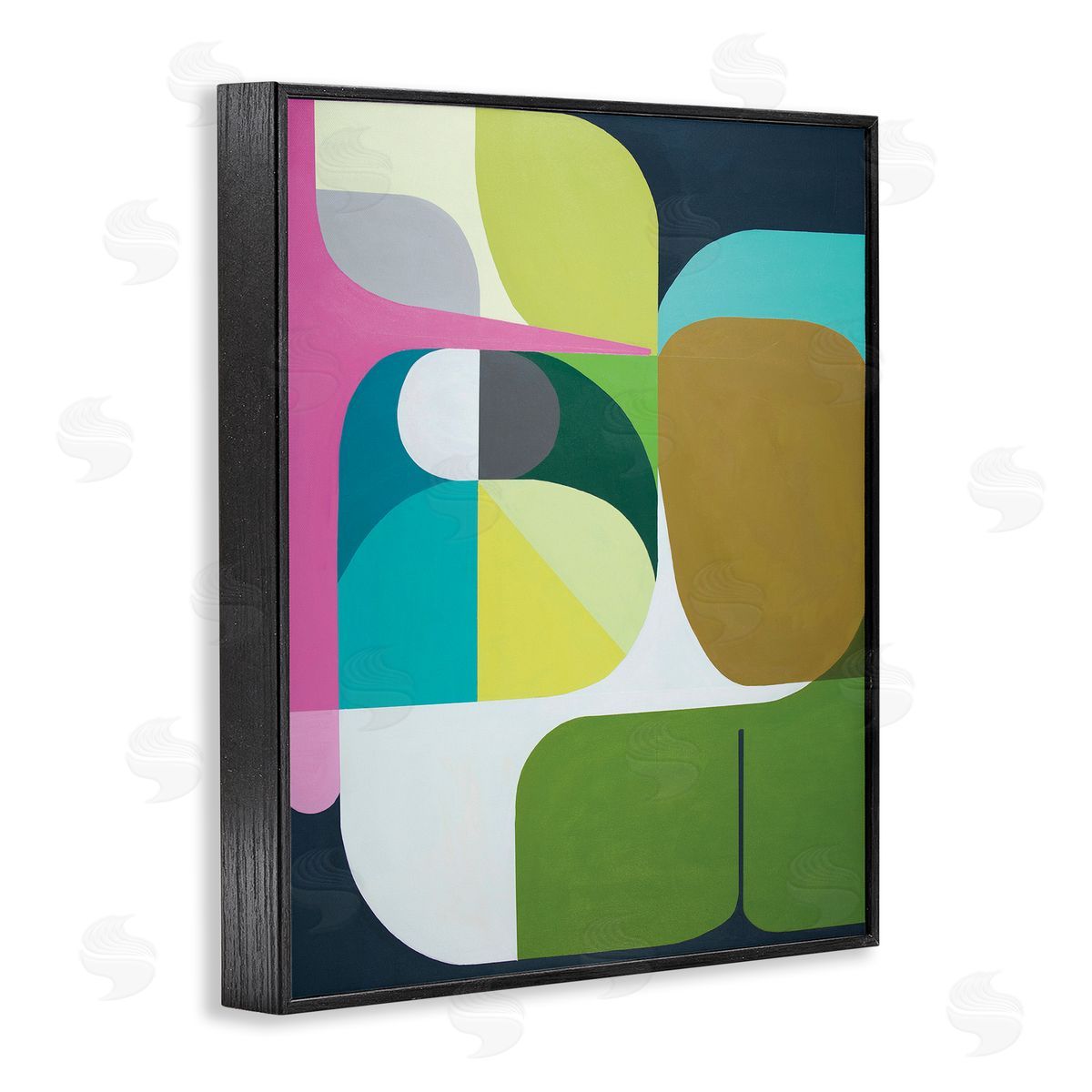 Marion Griese Abstract Curved Shapes Green Pink Brown