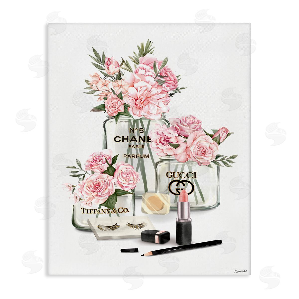Ziwei Li Pink Rose Florals in Glam Fashion Jars