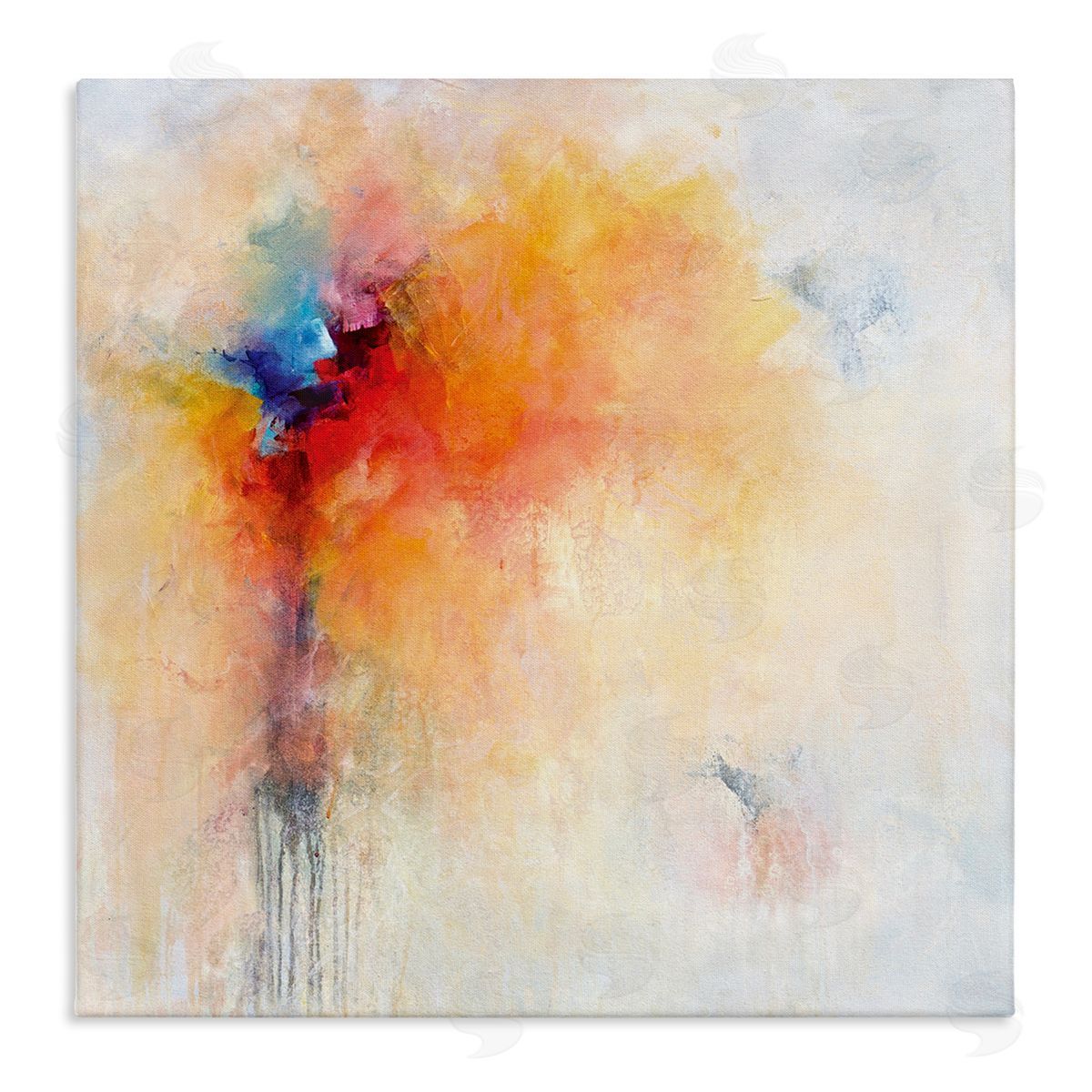 Karen Hale Abstract Paint Burst Expressive Orange Red Blue Stretched Canvas Wall Art Print