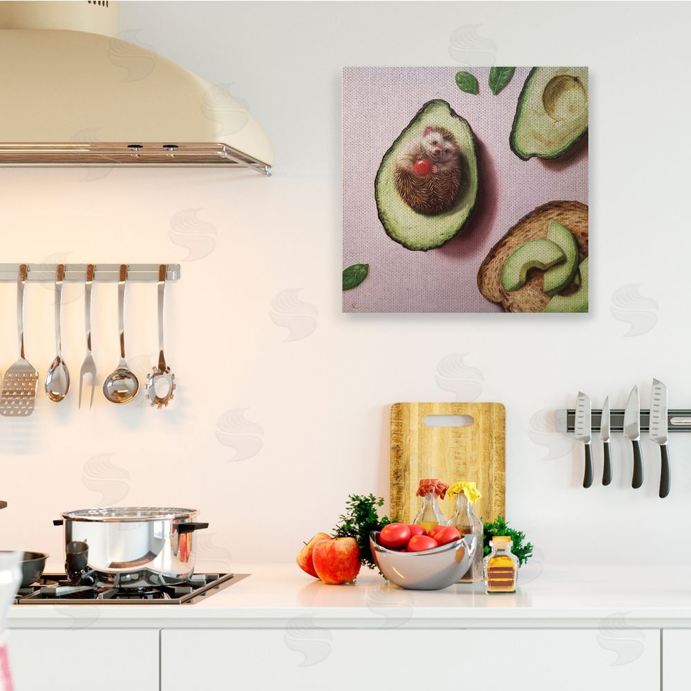 Lucia Heffernan Adorable Hedgehog Resting in Avocado Canvas Wall Art in Room