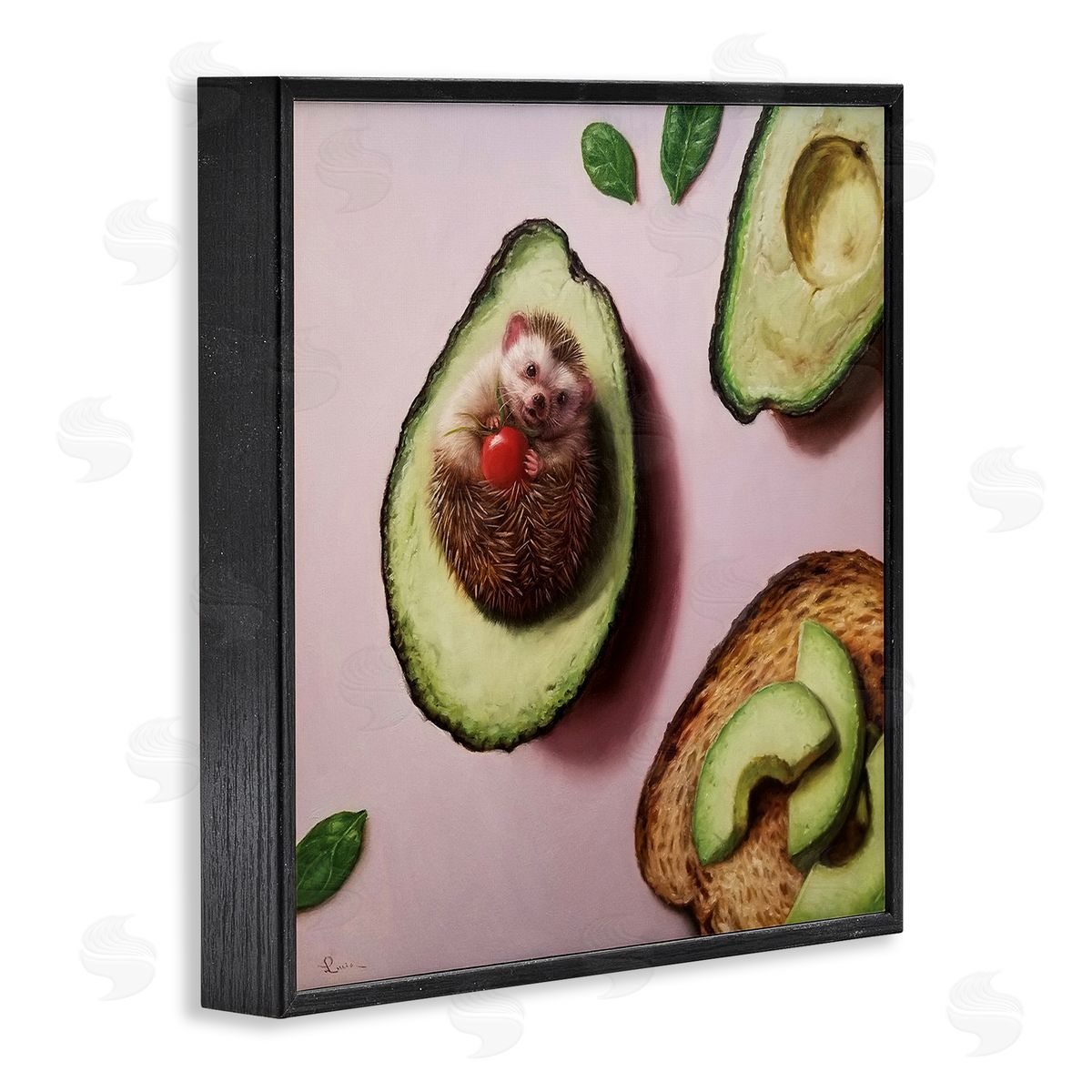 Lucia Heffernan Adorable Hedgehog Resting in Avocado Black Framed Glicee Wall Art Print