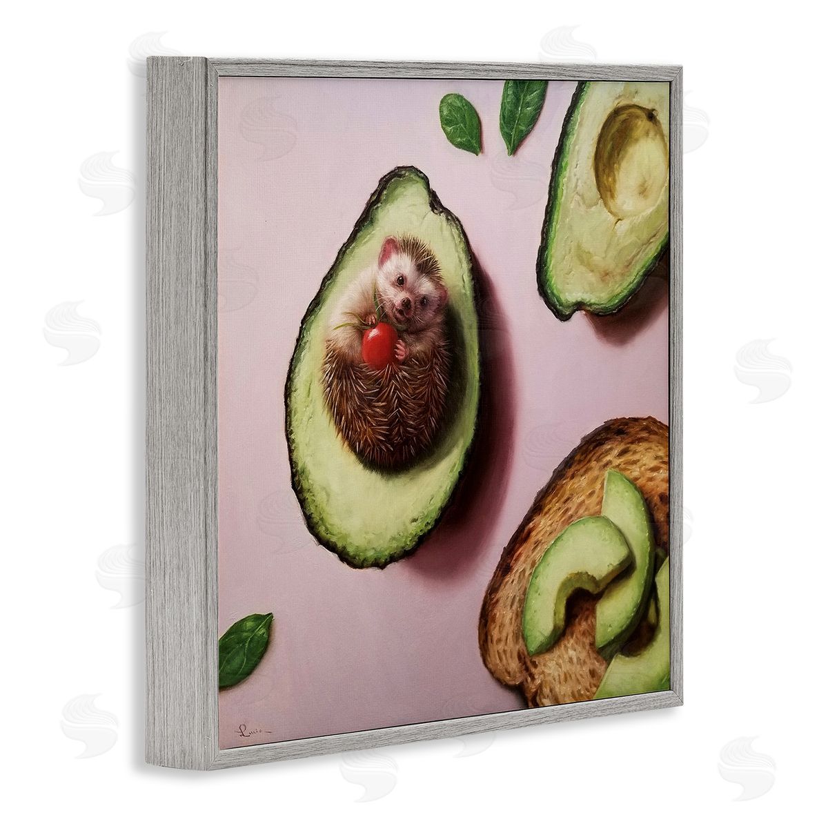 Lucia Heffernan Adorable Hedgehog Resting in Avocado Gray Framed Glicee Wall Art Print
