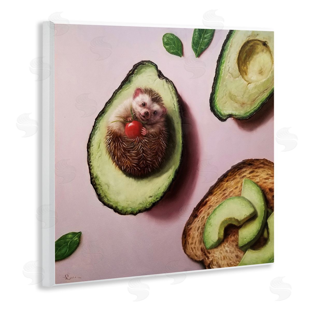 Lucia Heffernan Adorable Hedgehog Resting in Avocado Wooden Wall Plaque Art Print