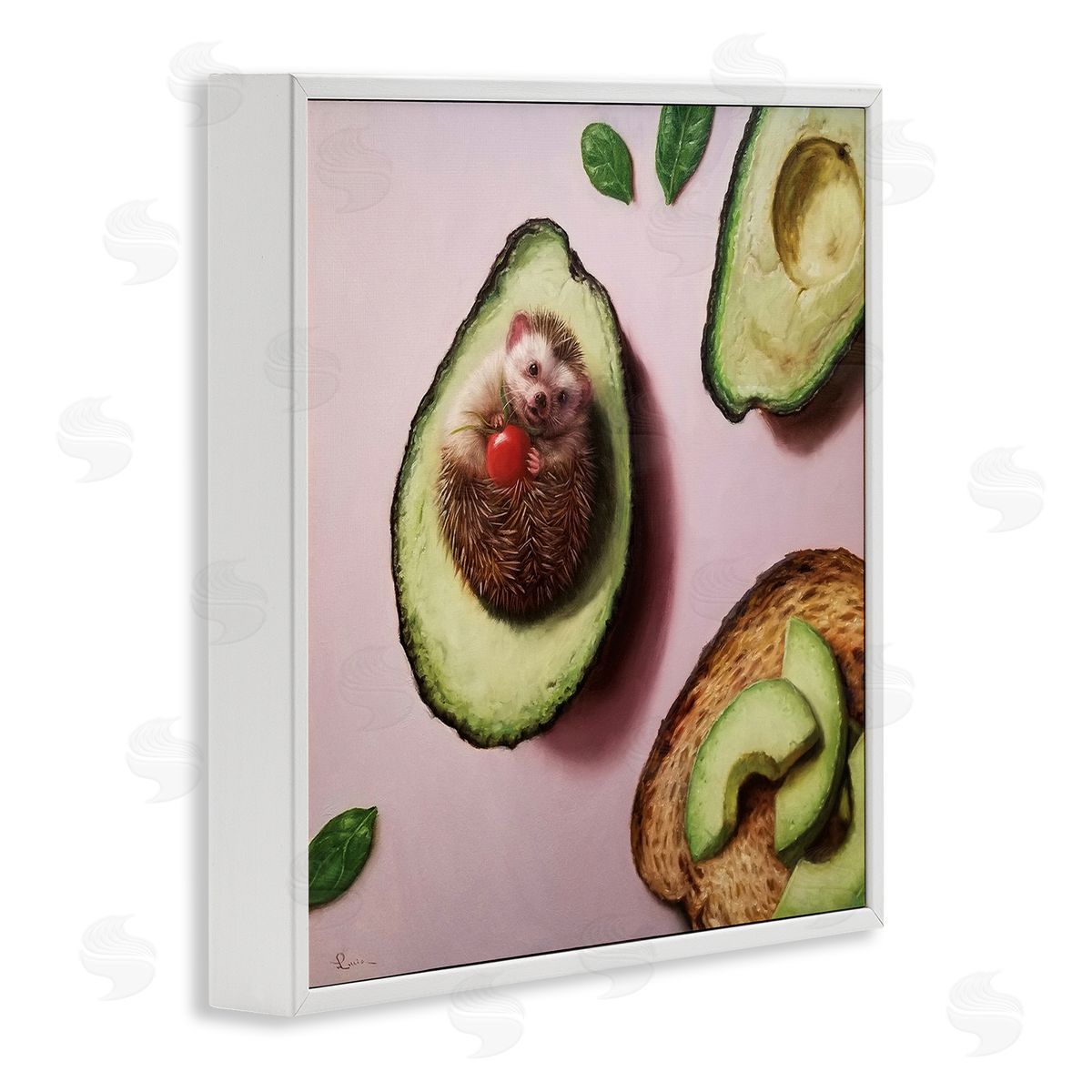 Lucia Heffernan Adorable Hedgehog Resting in Avocado White Framed Glicee Wall Art Print