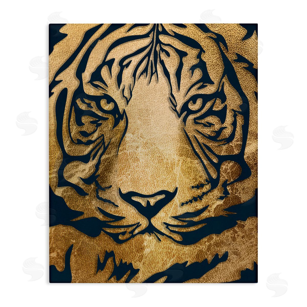 Stupell Studio Tiger Stripe Portrait Distressed Fabric Pattern
