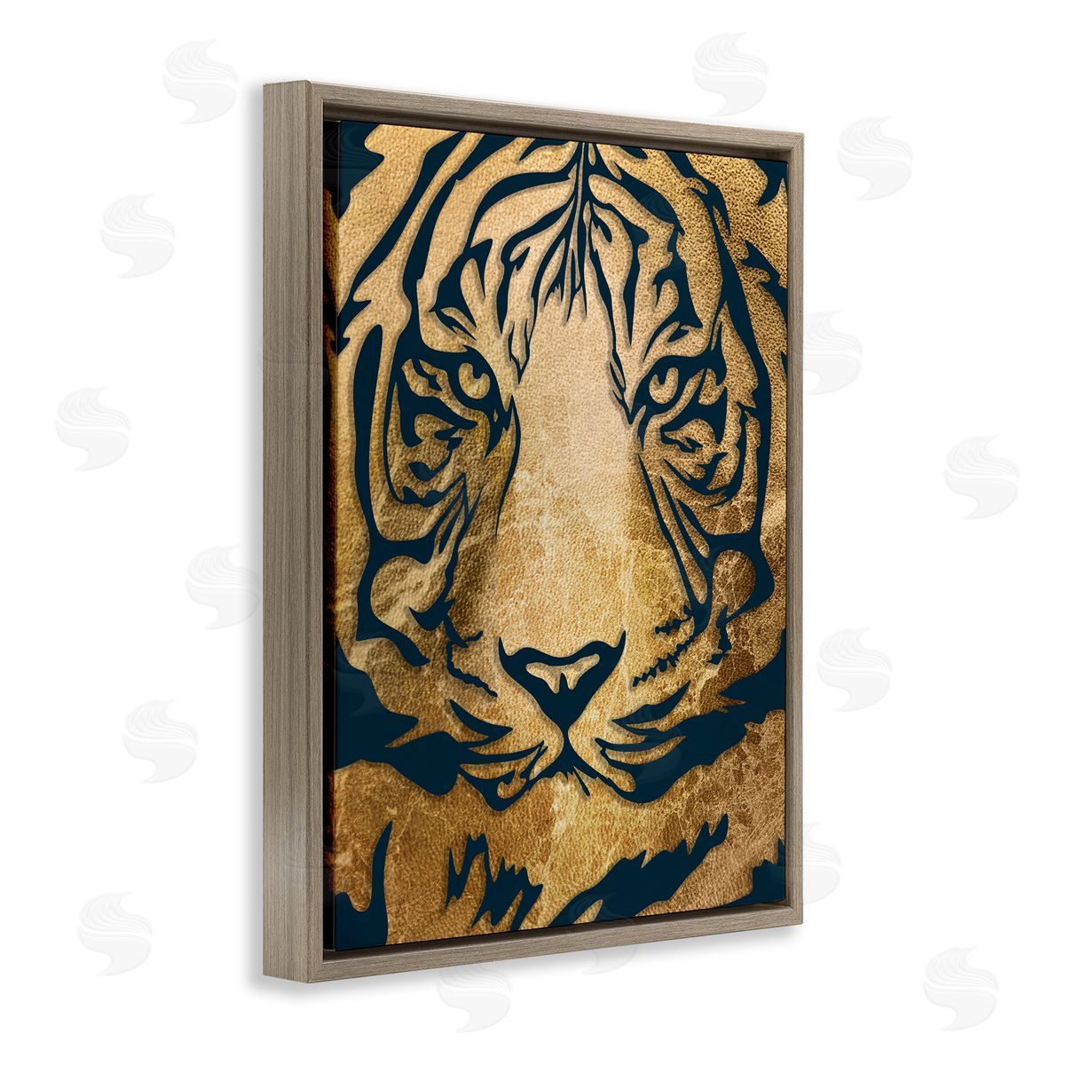 Stupell Studio Tiger Stripe Portrait Distressed Fabric Pattern