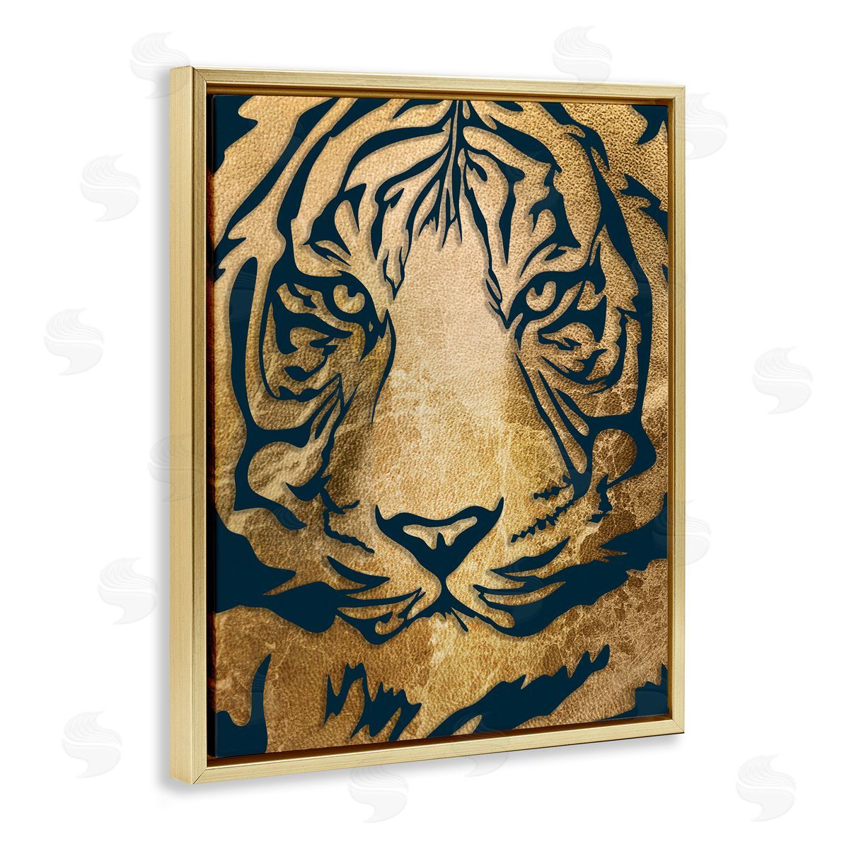 Stupell Studio Tiger Stripe Portrait Distressed Fabric Pattern