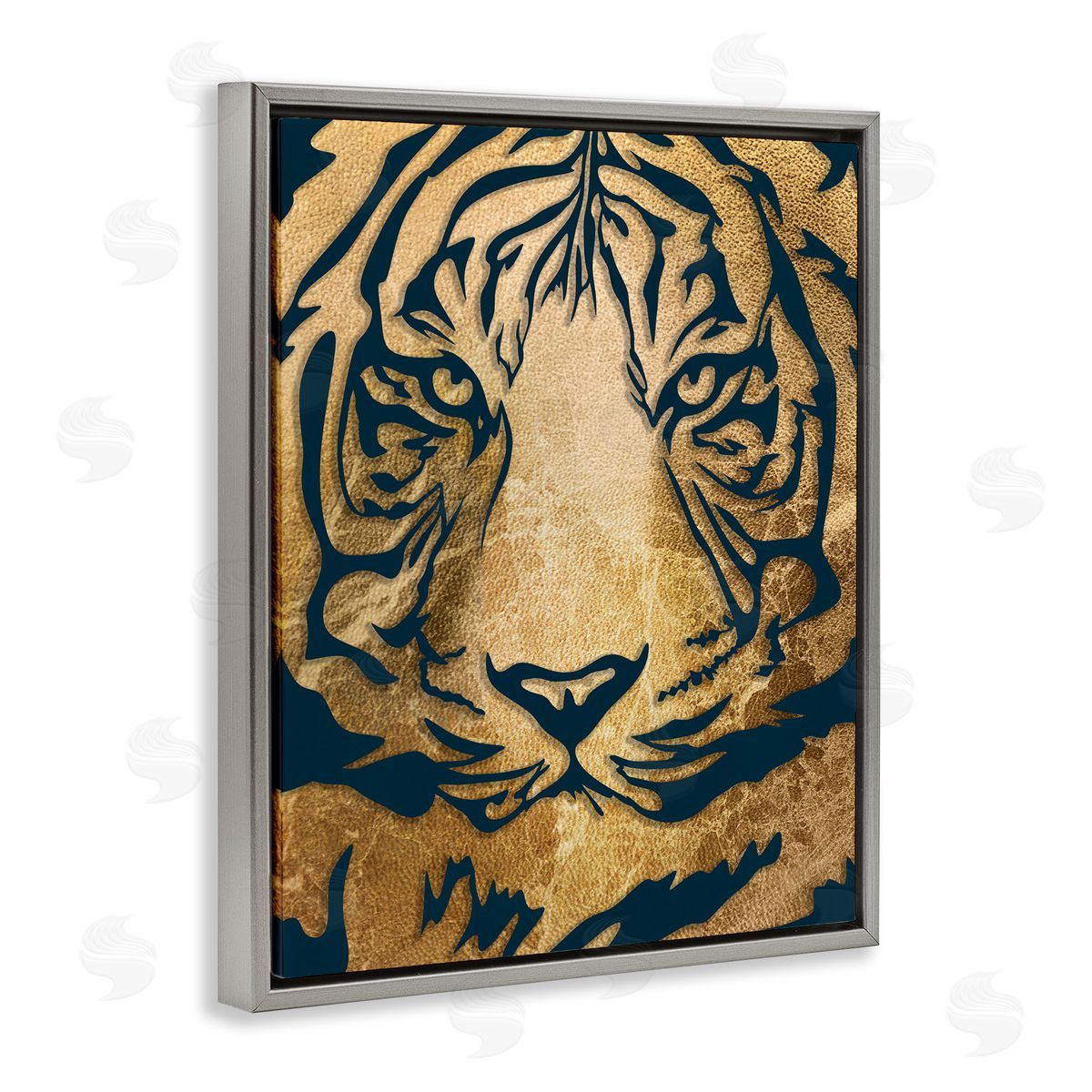 Stupell Studio Tiger Stripe Portrait Distressed Fabric Pattern