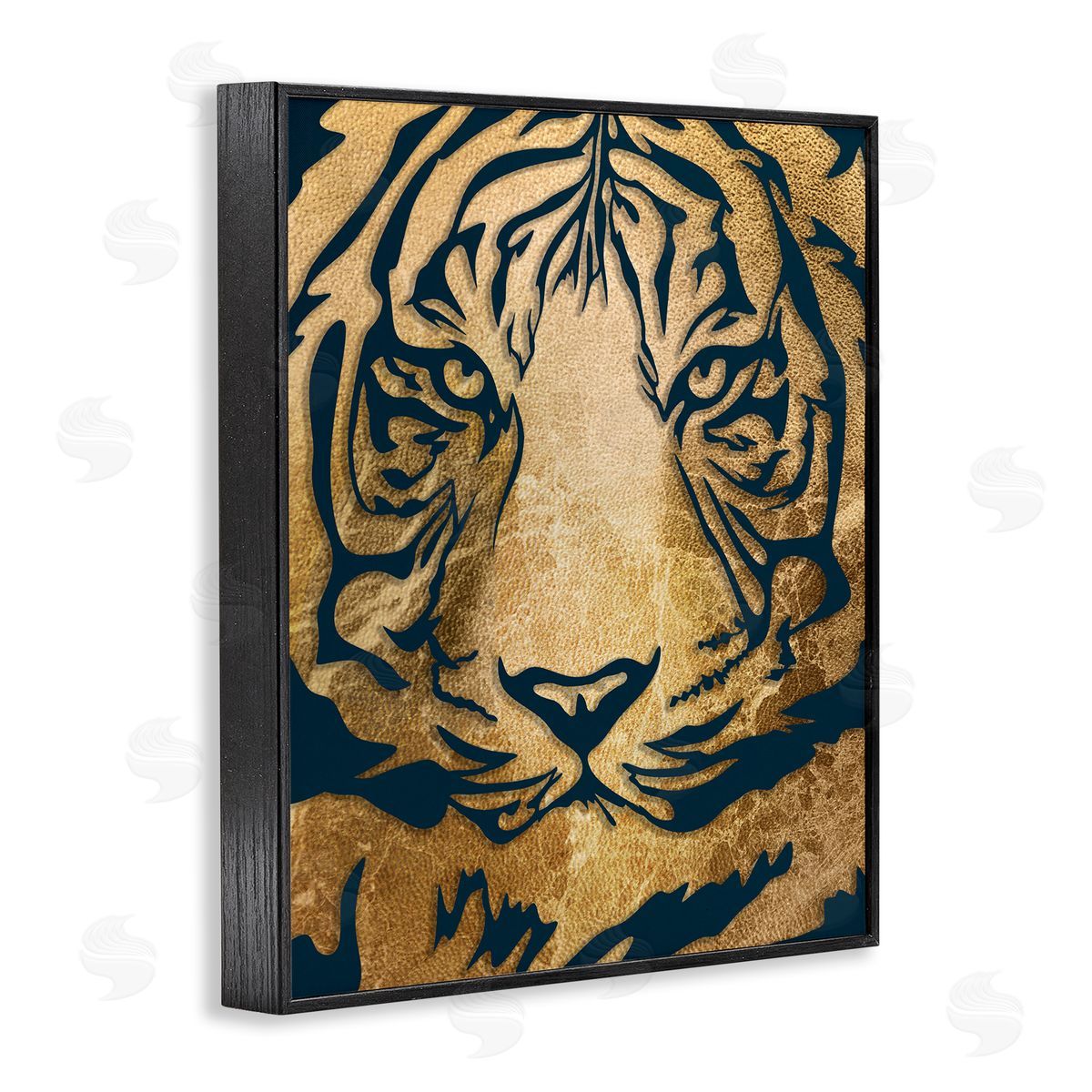 Stupell Studio Tiger Stripe Portrait Distressed Fabric Pattern