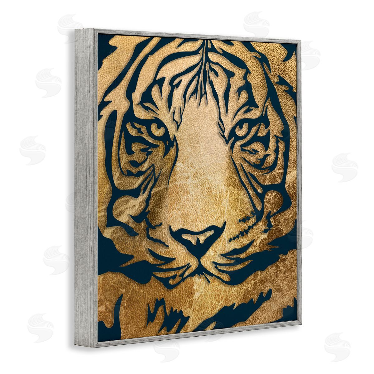 Stupell Studio Tiger Stripe Portrait Distressed Fabric Pattern